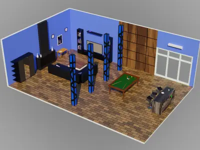 Home Interior Rooms with furniture Furniture pack Low-poly 3D model