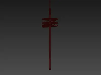 Needle Pendant Light in Porcelain and Brass 3D model