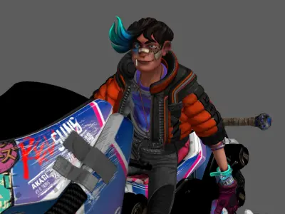 akira biker Low-poly 3D model