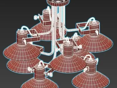 dauntaun light fixture with six shades 3D model