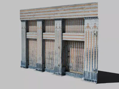 Japanese Reinforced Wooden Wall Low-poly 3D model