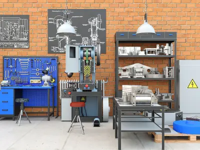 K2118B mechanical press - Collection for industrial interior two 3D model