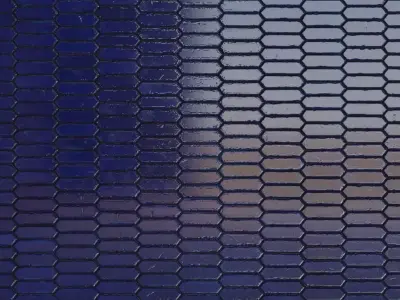 Modern Glossy Cobalt Blue Vertical Picket Tiles PBR Seamless Texture