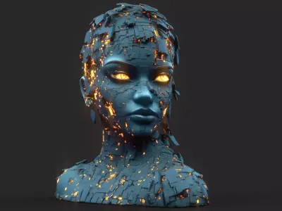 Cybernetic Humanoid  Low-poly 3D model