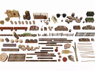 wooden stake tree stump 3D model