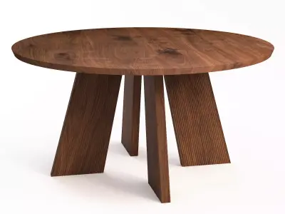 Hakama round walnut dining table 3D model