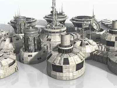 Modular Moon And Mars Base Low-poly 3D model