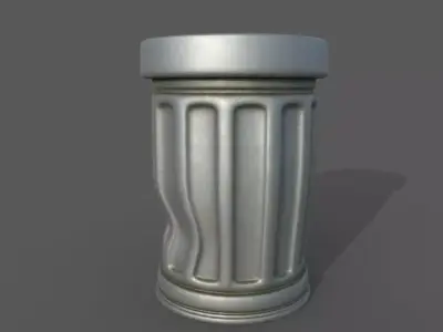 trashcan metal trash can Low-poly 3D model