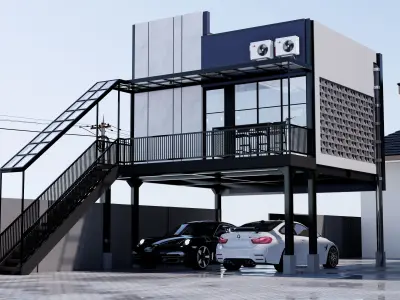 Minimalist Modern Office Building Full Interior 3D design  3D model