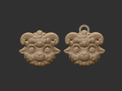 cute little ram head pentant  3D print model