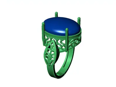 Art Deco Cabochon Ring 3D Model-Printable-Rhino Format 3D print model