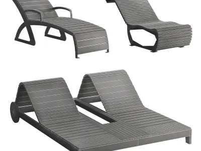 Park benches chaise longue 3 3D model