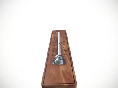 Wooden Thermometer Low-poly 3D model