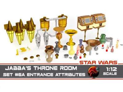 Jabbas Throne Room - Set 6a -Main Entrance Attributes 1-12 scale 3D print model