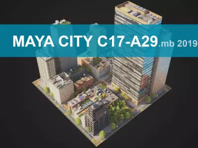 Realistic City District C17-A29 MAYA Low-poly 3D model