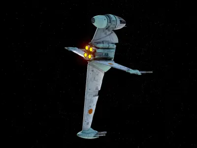 B-WING star wars fighter flying in space 3D model