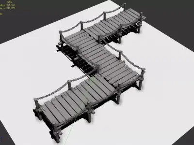 Iron Cable - Wooden Bridge 069 3D model