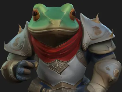 Big Warrior armor frog Rigged 2500 Free animations tutorial  Low-poly 3D model