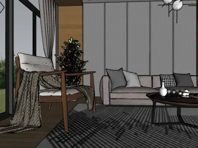 Living Space - SketchUp V-ray  3D model