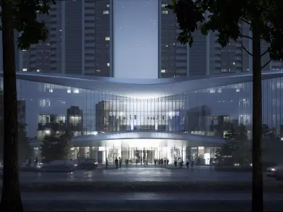 Modern High-Rise Mixed Use Tower with Residential Complex 3D model