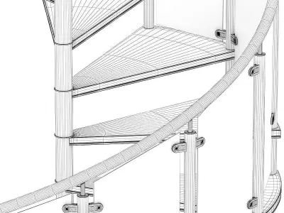 Wooden Spiral Stairs 4 3D model