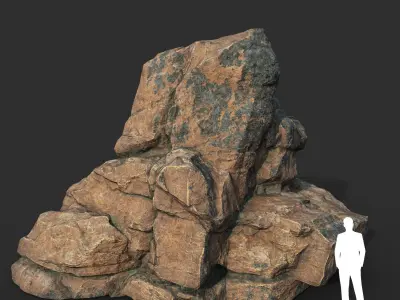 Low poly Cracked Rock A 210221 Low-poly 3D model