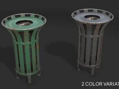 Street Trash Bin Low-poly 3D model