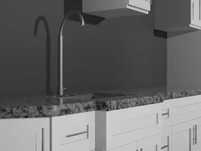 Kitchen set with cabinets and counter tops Free low-poly 3D model