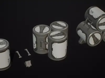 Sci-Fi Barrel Modular Set 6 Color Options LODs Low-poly 3D model