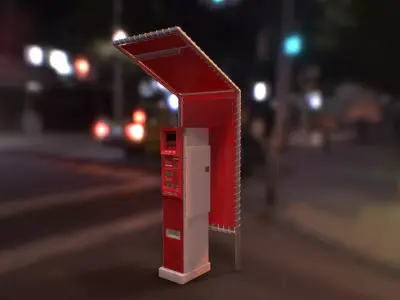 Japanese Parking Meter - PBR Game Ready Low-poly 3D model