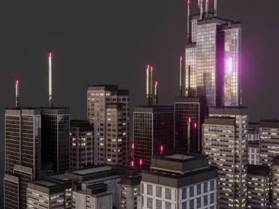 Blender Procedural CyberPunk Building Generator Low-poly 3D model