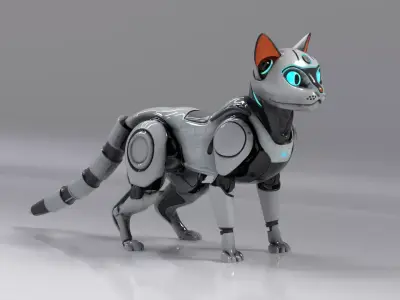 Cat Robot Cybernetic  Low-poly 3D model