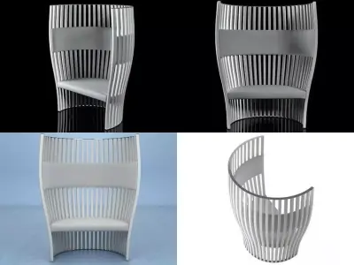 Armchair chair with slats 3D model