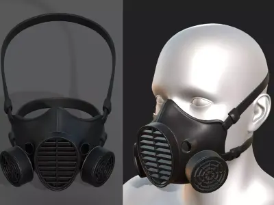 Gas mask protection isolated equipment armor  Low-poly 3D model