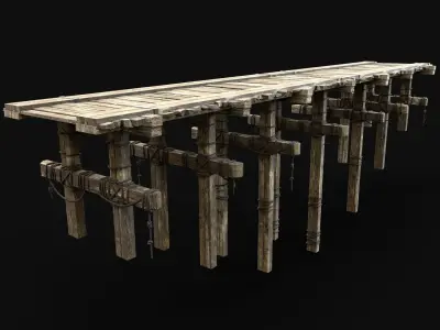 WOODEN BRIDGE MEDIEVAL PLATFORM CONSTRUCTION PACK COLLECTION