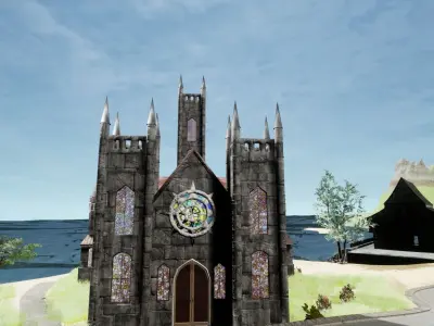 Gothic Cathedral Low-poly 3D model