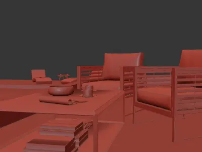 Ocean View Exterior Scene - Patio with Ocean View 3D model