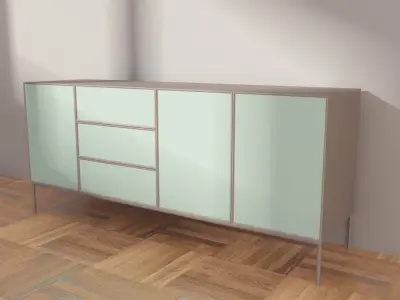 Cabinet sideboard with glass doors Free 3D model