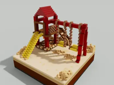 Voxel Child Park Low-poly 3D model
