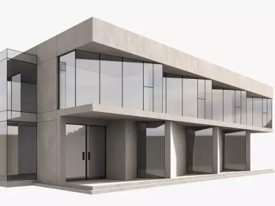 Showroom building Low-poly 3D model