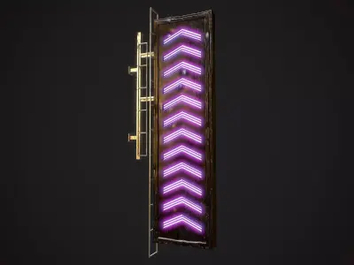 UP Neon signs Cyberpunk  Optimized FOr games  Low-poly 3D model