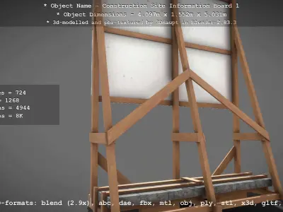 Construction Site Information Board 1 Low-poly 3D model