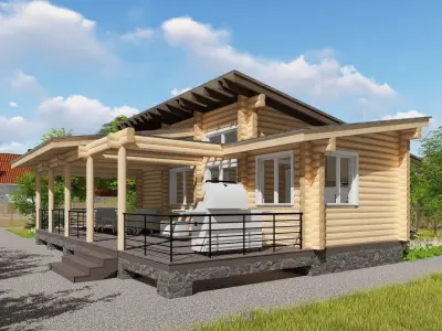 3D model of a wooden house 3D model 9