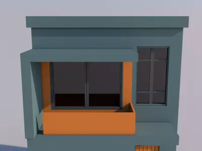 Modern House Low-poly 3D model 9