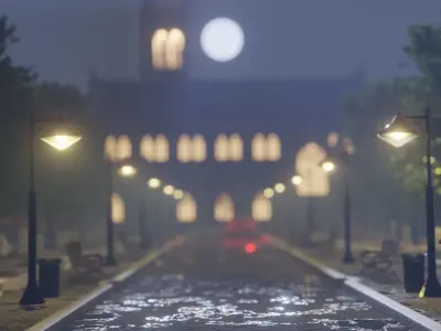 Cemetery Scene realistic - Blender 3D model