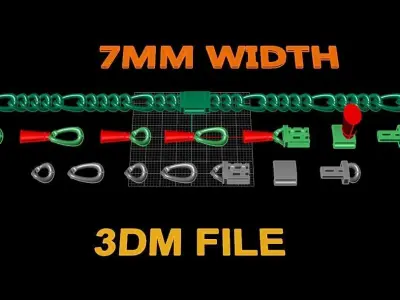 Figaro Cuban Chain Link Rounded Frame 7mm Width 3D print model