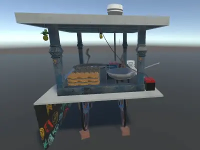 Low Poly Indian Vendor Stall 3D Model Free low-poly 3D model