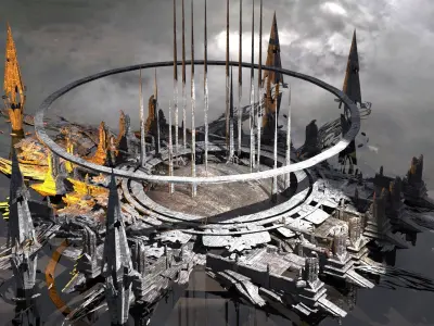 White Sci Fi Palace city Utopia 2 Low-poly 3D model