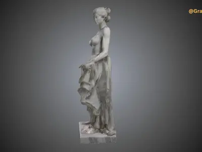 Classical Marble Sculpture of a Woman Statue Low-poly 3D model