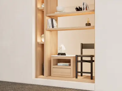 Retail Window Display Scene with Furniture and Vases Low-poly 3D model